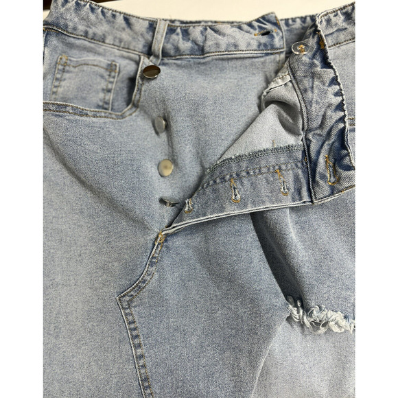 Queen Maria Asymmetric Denim Jean Skirt Size Small Raw Hem Festival Western - Picture 7 of 10